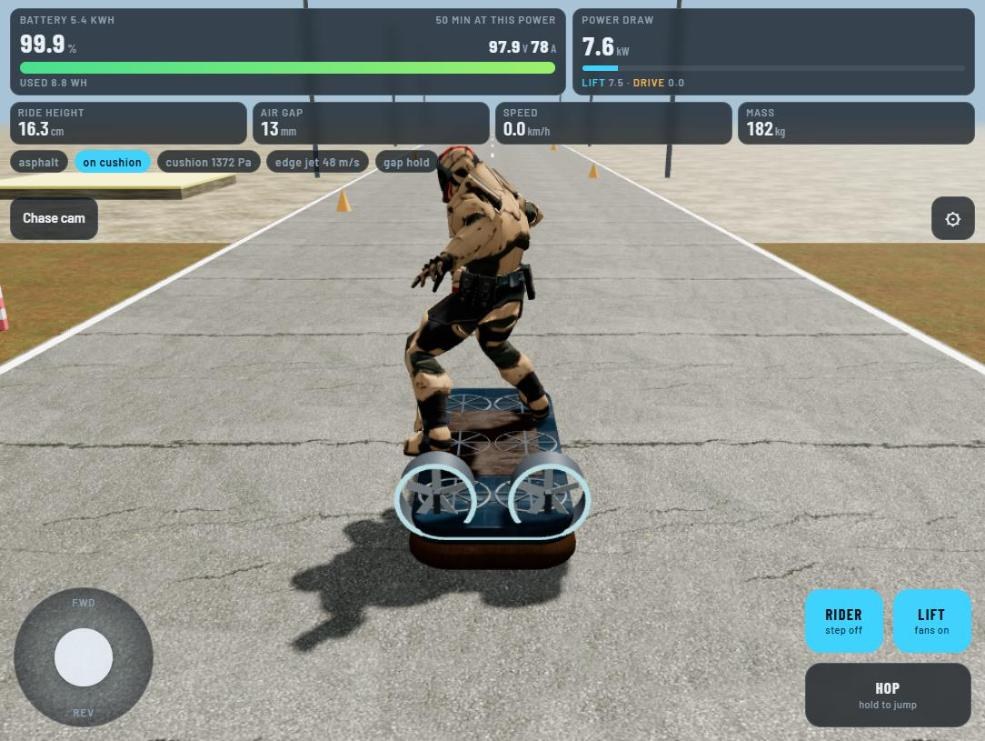 LV-H1 air-cushion hoverboard with rider